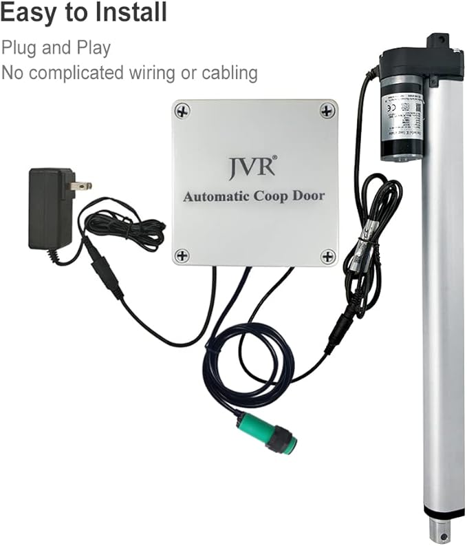 JVR Automatic Chicken Coop Smart Door Compatible with Alexa, Google Assistant, Home Assistant, Tuya - WiFi Electric Opener, Auto Sunrise/Sunset Dusk to Dawn Doors, Chicken Coop Accessories