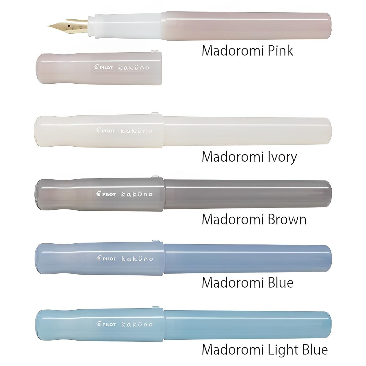Pilot Kakuno Fountain Pen Madoromi Color Series, Gold (Smiley Face) Fine Nib, Perfect for Beginners and Creative Expression, Pink, PFKA-1MDPF