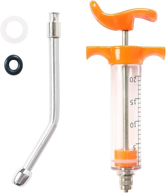1 Pcs Goats Feed water filler, Drench Nozzle, Reusable, Adjustable Dosage, for Cattle, Sheep, Goats, Horse, Pig, Dog Supplies (Orange 20ml)