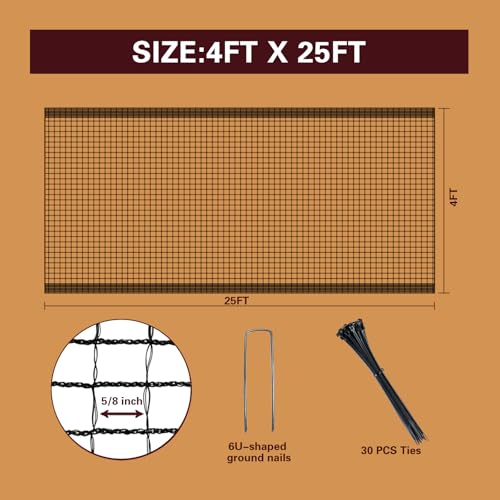 ORIVOGAS Plastic Mesh Fence Deer Fencing 4x25ft,Reinforced Edges,55gsm Heavy Duty Temporary Fence,Ideal for Garden Netting,Animal Barrier,Safety Netting, Fruit Plant Protection, Black