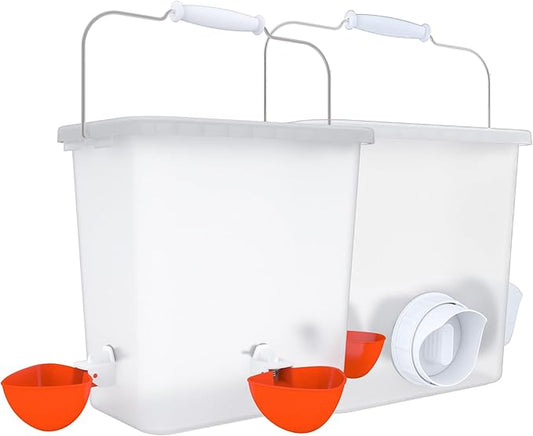 Large Automatic Chicken Feeder and Waterer Set Hanging Chicken Water Feeder Poultry Feed Bucket