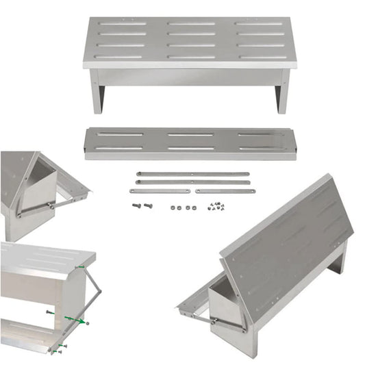 Abustle pig 5L Automatic Chicken Feeder Poultry Treadle Galvanized Steel Trough for Roosters Pheasant Chicken Outdoor Coop, Rat Proof with Weatherproof Lid