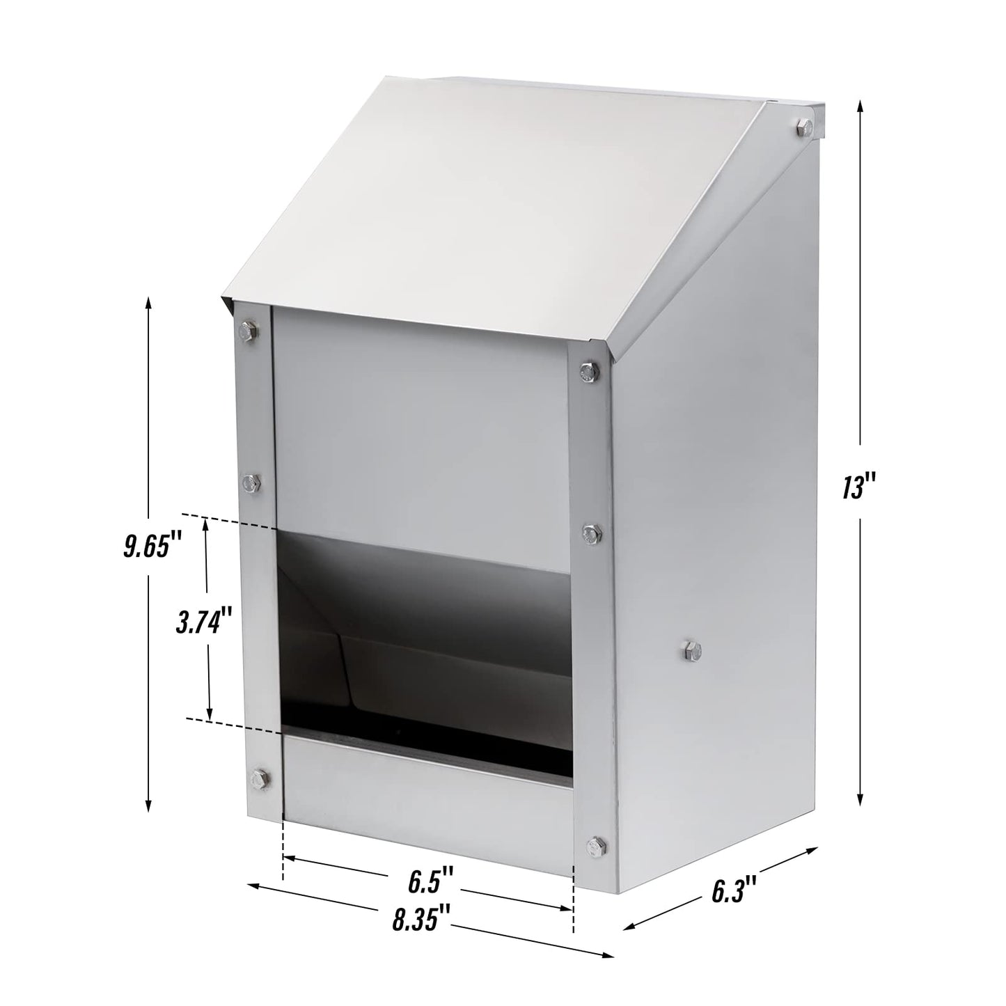 KHEARPSL Stainless Steel Wall Mounted Chicken Feeder Hanging Automatic Poultry Feeder with Lid Weatherproof Metal Poultry Feeders Trough(10LB Capacity)