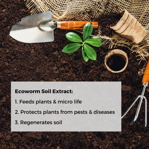 Ecoworm Soil Extract – Organic Liquid Vermicompost Fertilizer & Soil Microbe Booster for Fruits, Vegetables & Gardens – 35 fl oz (Makes 53 Gallons)