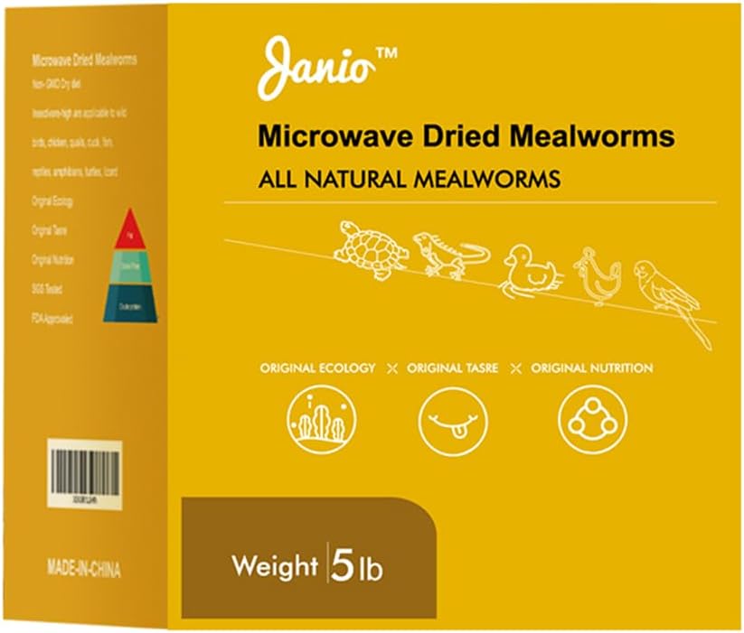 JANIO Dried Mealworms 5 LBS Meal Worms for Chickens, 100% Natural Non-GMO, Chicken Feed Mealworms for Birds