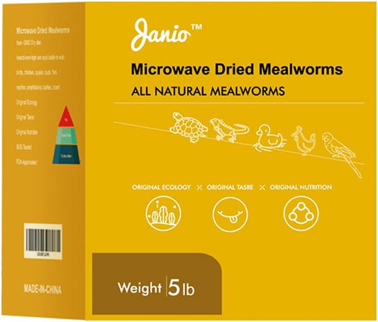 JANIO Dried Mealworms 5 LBS Meal Worms for Chickens, 100% Natural Non-GMO, Chicken Feed Mealworms for Birds