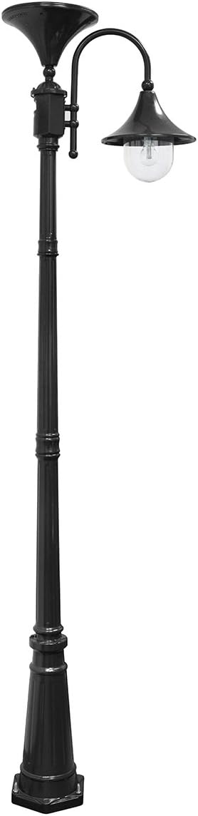 Gama Sonic Everest 92 in. Black Modern LED Solar Landscape Lamp Post Light Black