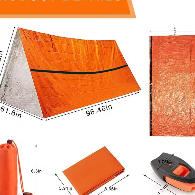 SunHalo Gear Emergency Survival Tent Shelter, 2 Person Emergency Tent with Emergency Whistle Emergency Shelter Tube Tent for Camping, Hiking, Backpacking