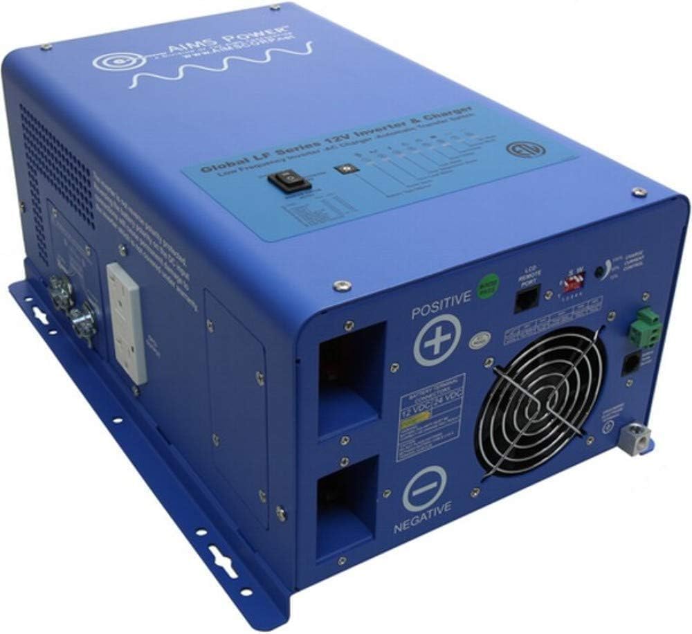 AIMS Power 1500 Watt 12 VDC Pure Sine Inverter Charger 120 VAC Output 50A Charger 30A Transfer Switch ETL Cert to UL458 Standards PICOGLF15W12V120V