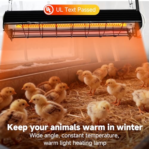 Large Chicken Coop Heater Lamp, 400W Carbon Fiber Heating Plate, Adjustable Temperature & Height, Safe Overheat Protection, Ideal for Poultry, Chicks, Livestock & Pets