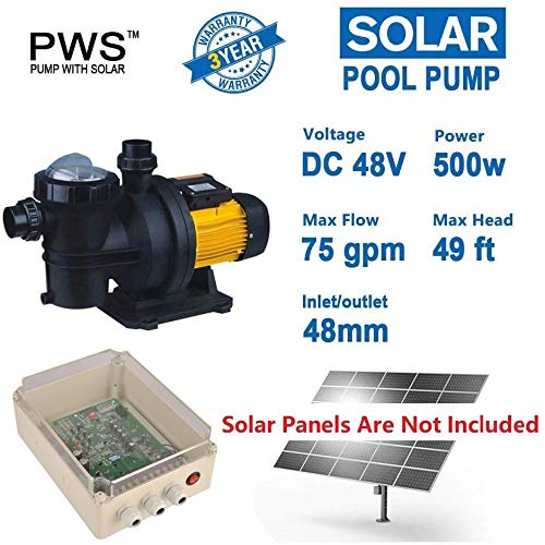 3-Year Warranty Solar Pool Pump 48V 3/4HP | Saltwater-Resistant Design with MPPT Controller | High-Efficiency for Swimming Pools & Irrigation | PWS Model JP17-15/500