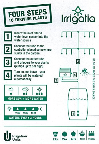 Bosmere L451 Irrigatia C24 Automatic Watering Irrigation System, Solar Powered Plant Waterer
