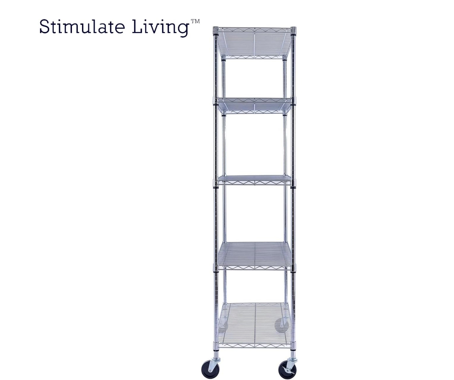 60"x18"x72" PRIME HEAVY DUTY Chrome 5-Tier Wire Shelving 4000 LBS MAX Capacity Storage Rack for Commercial, School, Home, Garage, Warehouse, Industrial, and Hospital Uses (with Wheels)