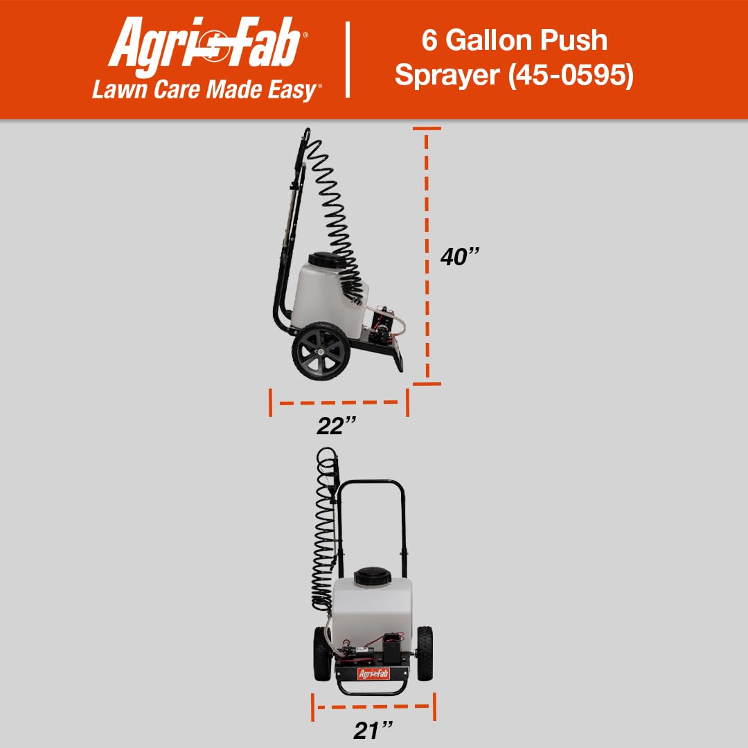 Agri-Fab 45-0595 Push Sprayer 6 - Gallon Capacity, White Tank, 1.0 GPM, 40 PSI Pump' 5 amp hr 12 Volt Battery