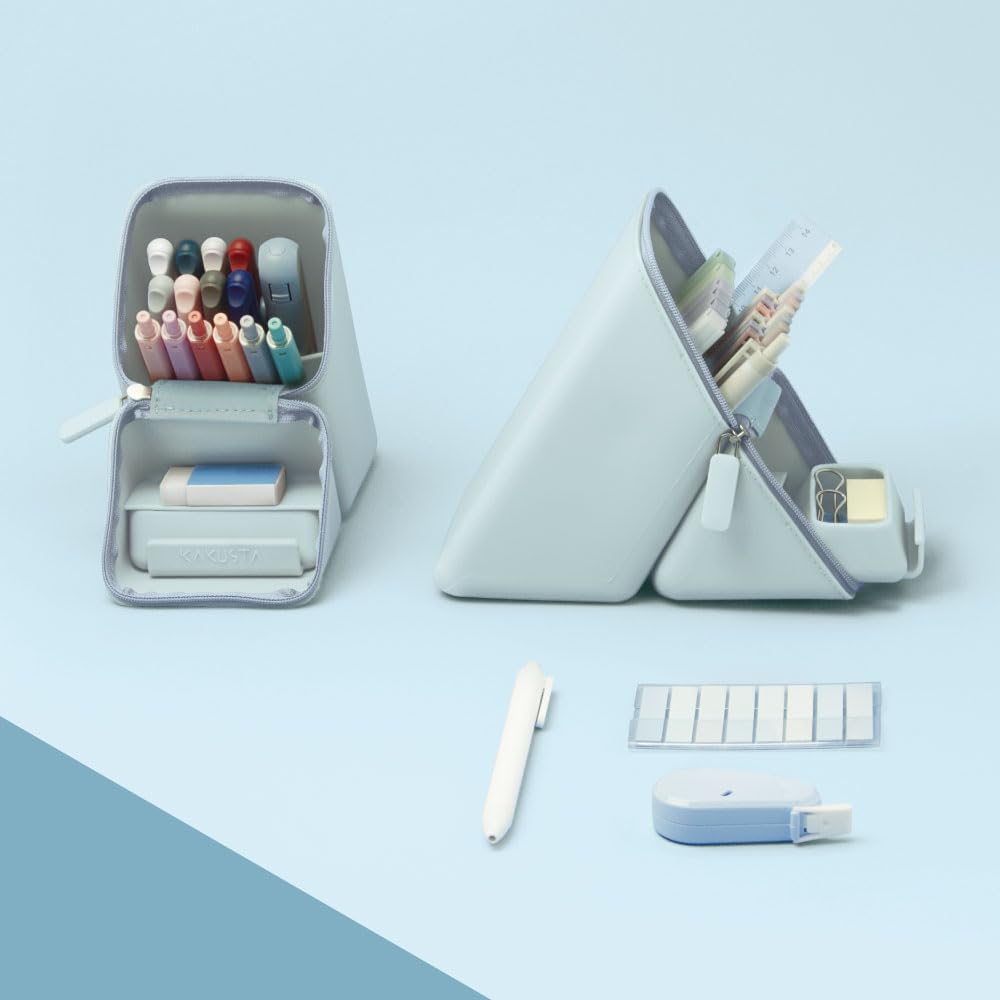 Sonic Caxsta Portable Pen Holder Wide with Drawer, Light Blue FD-2045-LB