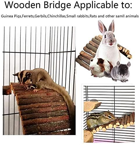 PINVNBY Extra Large Wooden Bunny Ladder Bridge (25 x 15 inches), Rabbits Hideout, House, Tunnel, Rodents Chew Toys for Guinea Pig, Chinchillas, Hedgehogs, Ferrets, Rat
