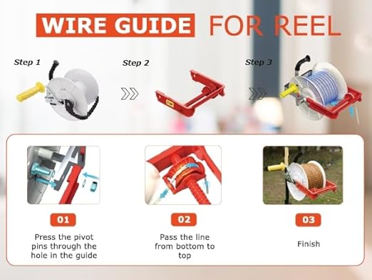 3:1 Geared Reel Prewound Polywire, Electric Fence Wire Reel, with Auxiliary Winding Handle, Plus 1 Free 8 inch Insulgrip, Suitable for Building Farm Electric Fences