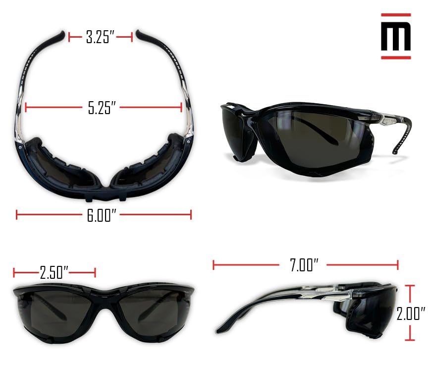 MAGID Gemstone Onyx Sporty Foam Lined Safety Glasses, 48 Pairs, (Y84)