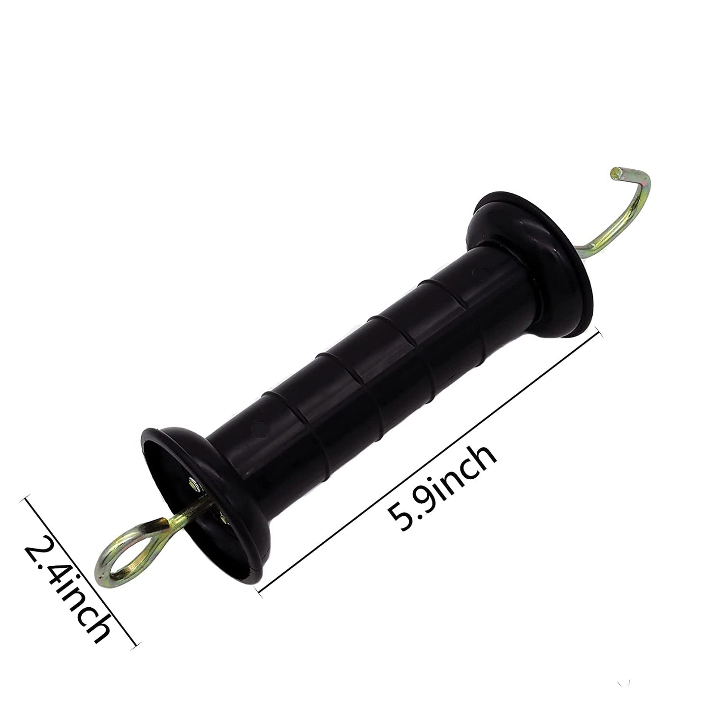 2 Set of Plastic Electric Fence Spring Gate Handle with Insulators and Anchor, Black