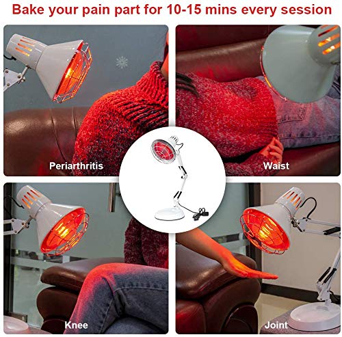 Serfory Infrared Lamp, 150W Near Infrared Light Therapy with Stand Sturdy, Adjustable Red Light Heat Lamp Intensity & Angle, Red Light Therapy Bulb for Body Neck Shoulder Joints Back Pain Relief