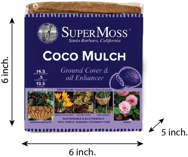 SuperMoss (23248) Coco Mulch, Mini Bale (0.6 ft3), Natural Brown