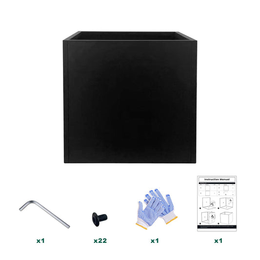 GZGNEEVL Galvanized Steel Black Planter Box Square 27.6 in Metal Large Planter Box Outdoor Indoor Huge Cube Heavy Duty Flower Pot Modern Commercial Residential for Patio, Deck, Yard, Garden