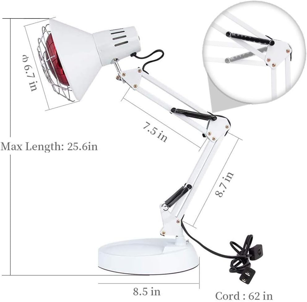 Serfory Infrared Lamp, 150W Near Infrared Light Therapy with Stand Sturdy, Adjustable Red Light Heat Lamp Intensity & Angle, Red Light Therapy Bulb for Body Neck Shoulder Joints Back Pain Relief