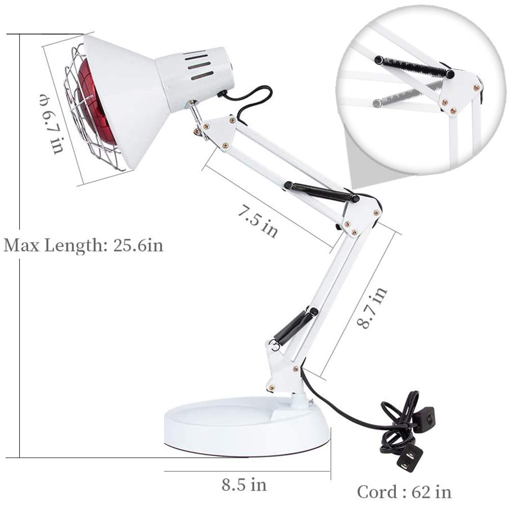 Serfory Infrared Lamp, 150W Near Infrared Light Therapy with Stand Sturdy, Adjustable Red Light Heat Lamp Intensity & Angle, Red Light Therapy Bulb for Body Neck Shoulder Joints Back Pain Relief