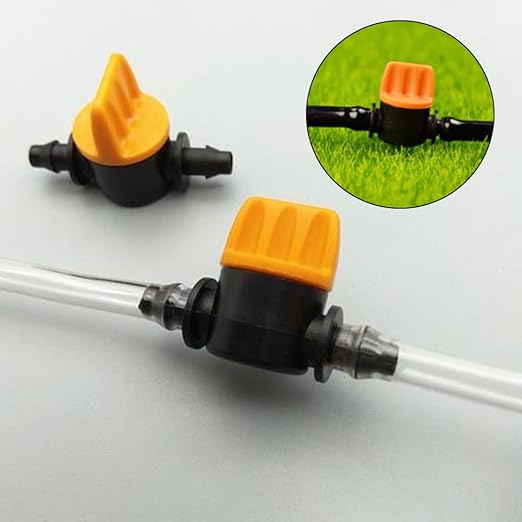 1/4“ Drip Irrigation Shut-Off Switch Valve, Plastic Universal Ball Valve for Drip Irrigation and Tubing Coupling (Black-Pack of 12)