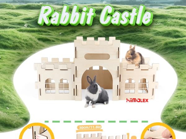 HIIMALEX Extra Large Bunny Castles Hideout Split Balcony for Indoor Bunnies Climbing Tower with Tunnel Sturdy House for Rabbits Ferrets Guinea Pigs Hamsters Ventilated Enrichment Toys Habitat