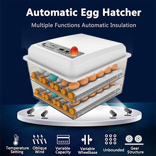 Egg Incubator,Egg Incubator with Automatic Egg Turning and Humidity Control,Poultry Hatcher for Chickens Ducks Birds (128 Eggs)