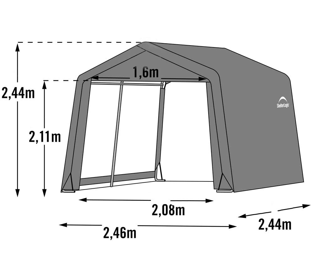ShelterLogic 8' x 8' x 8' Shed-in-a-Box All Season Steel Metal Peak Roof Outdoor Storage Shed with Waterproof Cover and Heavy Duty Reusable Auger Anchors
