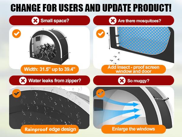 SOFFRIA 39.4" Larger Storage Shed Tent for Bike Motorcycle ebike eScooter Lawn Mower Outdoor Canopy Shelter Protection with Water Resistant Dustproof Windproof and Sunproof for RV Travel