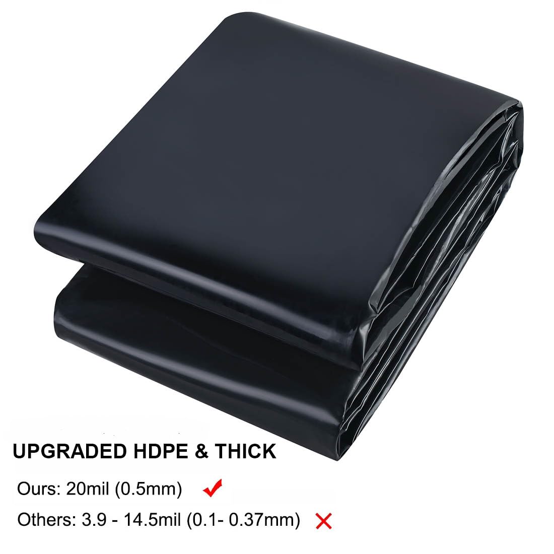 UWIOFF Pond Liner, 20 Mil 7 x 10 Feet Pond Liners for Outdoor Ponds, Black HDPE Fish Pond Liner for Koi Ponds, Streams Fountains and Garden Waterfall