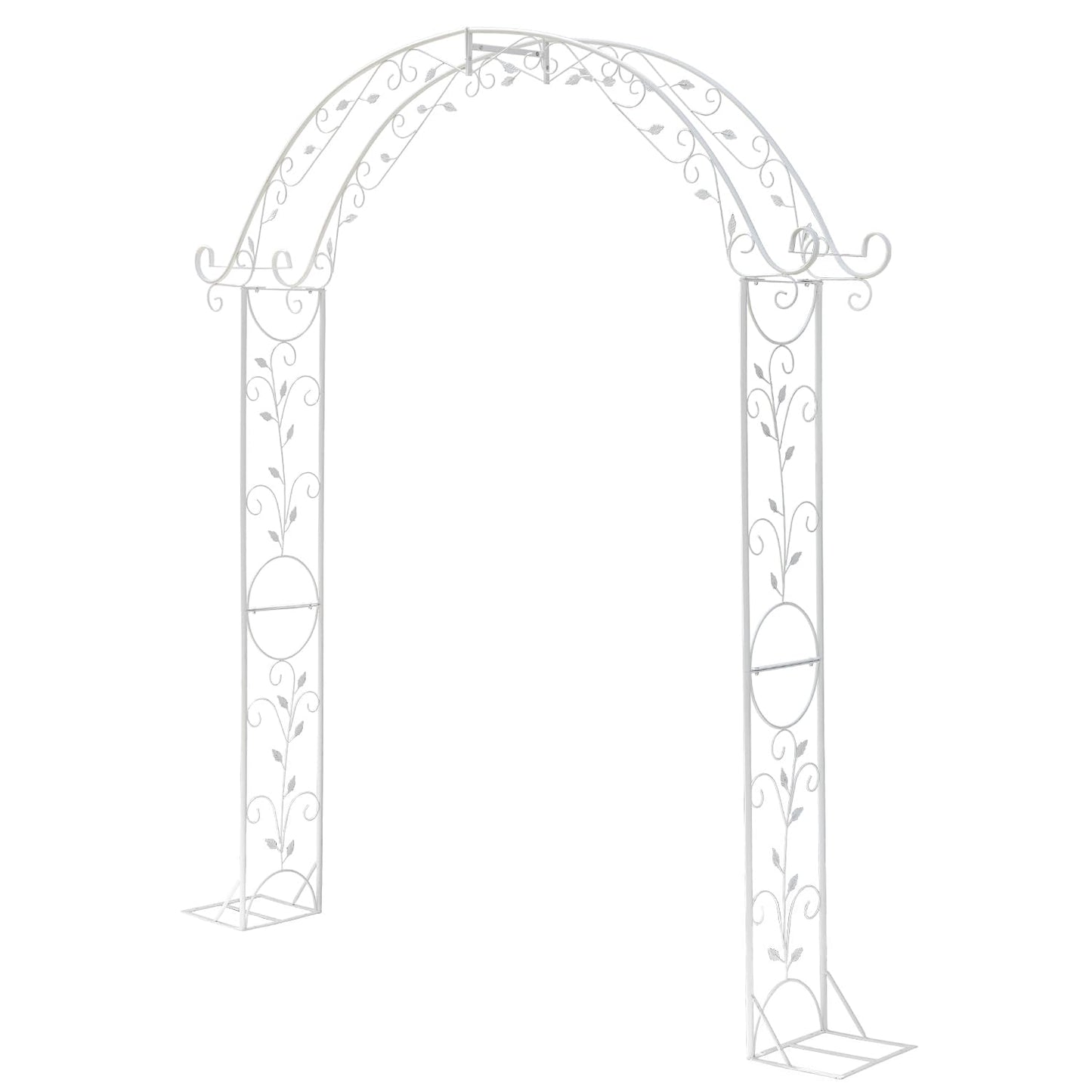Sungmor Metal Garden Arbor, 92.5" High x 11.8" Wide Outdoor Garden Arch Trellis, Elegant White Archway for Wedding Party Event, Climbing Plants and Vine Flowers Support, Lawn Patio Yard Decoration