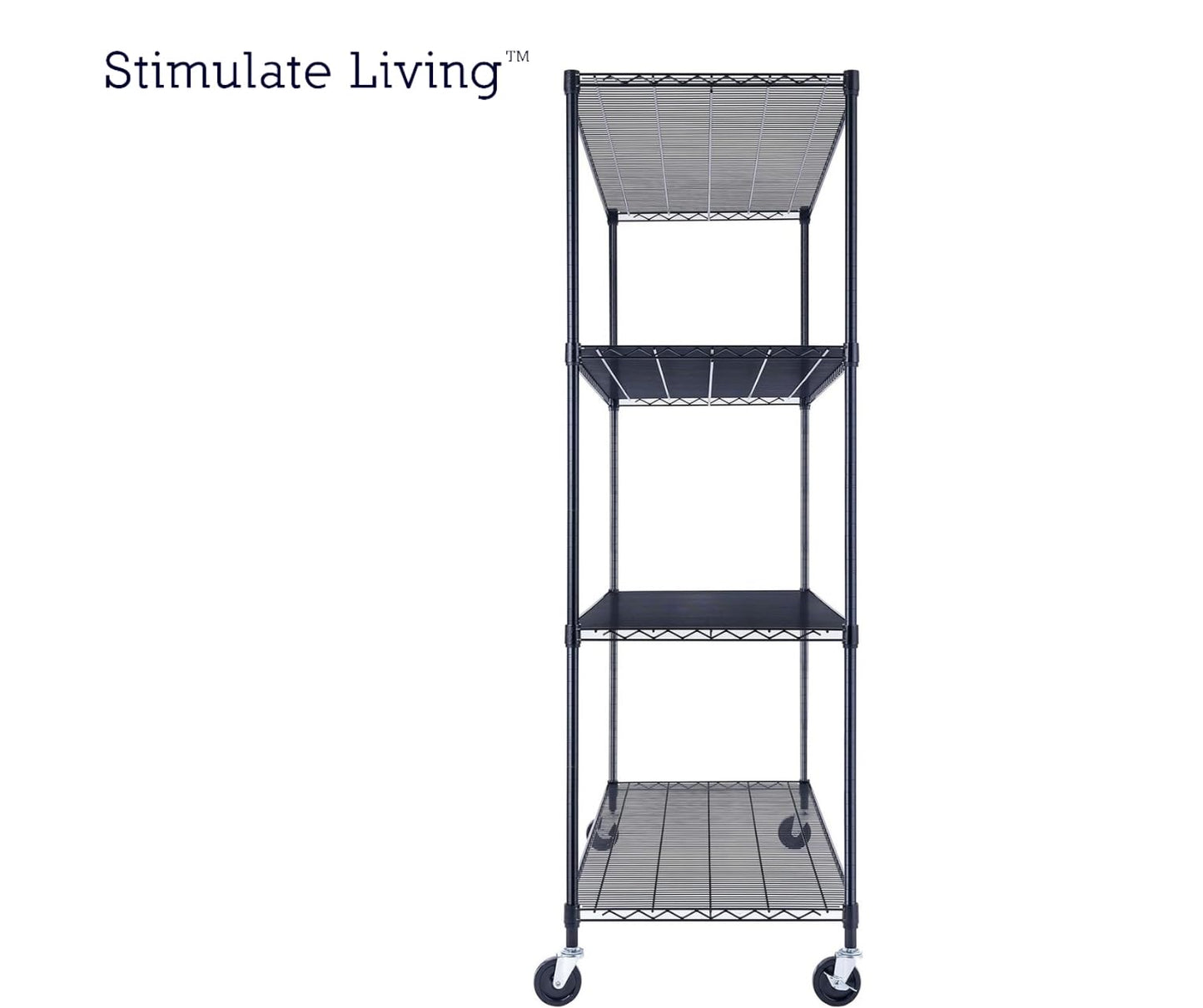 60"x24"x72" PRIME HEAVY DUTY Black 4-Tier Wire Shelving NSF 2400 LBS MAX Capacity Storage Rack for Commercial, School, Home, Garage, Warehouse, Industrial, and Hospital Uses (with Wheels)