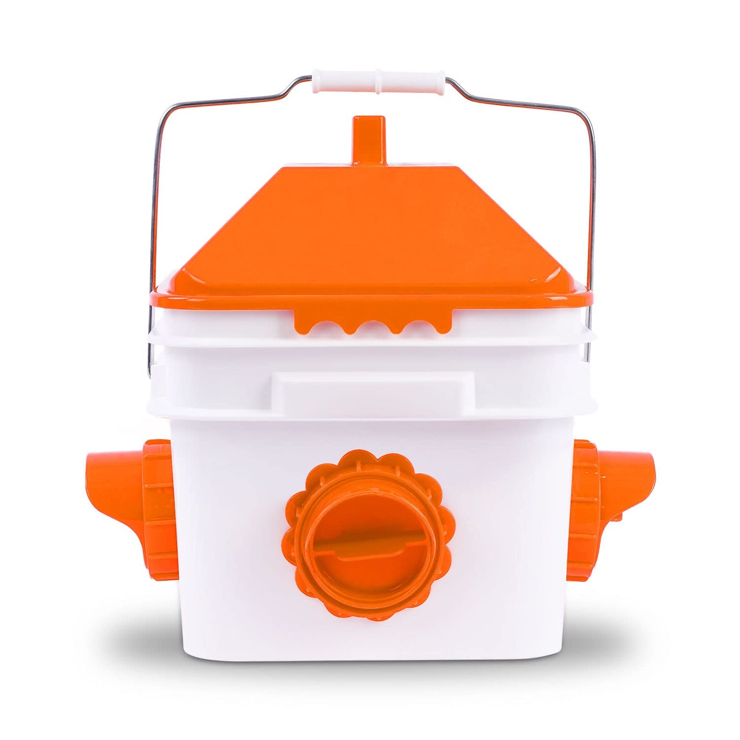 GUEOQTC-10 Pounds Chicken Feeder with 4 Ports, Rainproof Poultry Feeder for Up to 10 Adult Chickens or 15 Chicks（Patented Products）