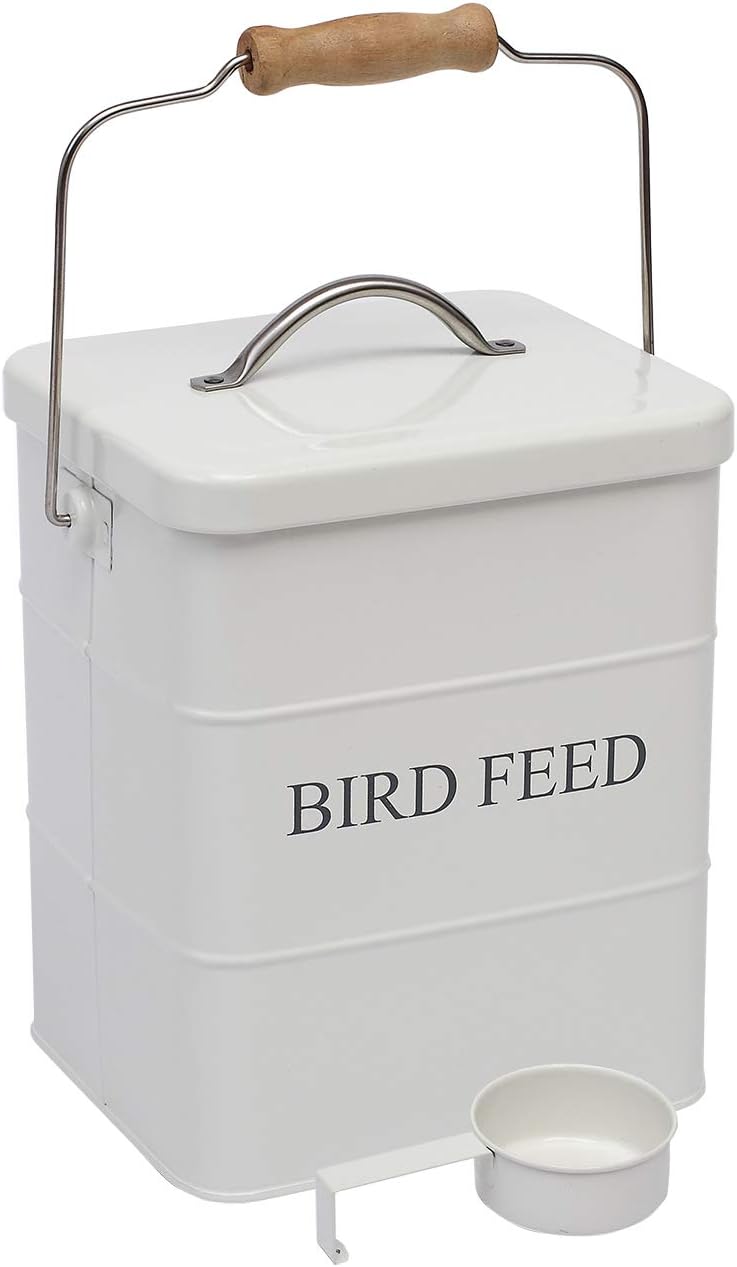 Geyecete Bird Feeder,Bird Food Jar Pet Food Storage Airtight Food Storage Container-White