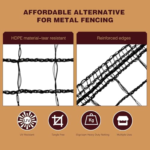 ORIVOGAS Plastic Mesh Fence Deer Fencing 4x25ft,Reinforced Edges,55gsm Heavy Duty Temporary Fence,Ideal for Garden Netting,Animal Barrier,Safety Netting, Fruit Plant Protection, Black
