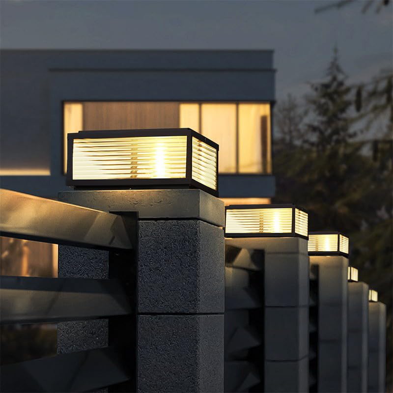 JHOTEC Large Outdoor Post Light 24X24 in, Dusk Till Dawn Solar Column Light,No Wiring Required Electricity Cost Column Lamp,Garden Light,IP54 Waterproof, Base E26 Dual-Purpose,LED Post lamp