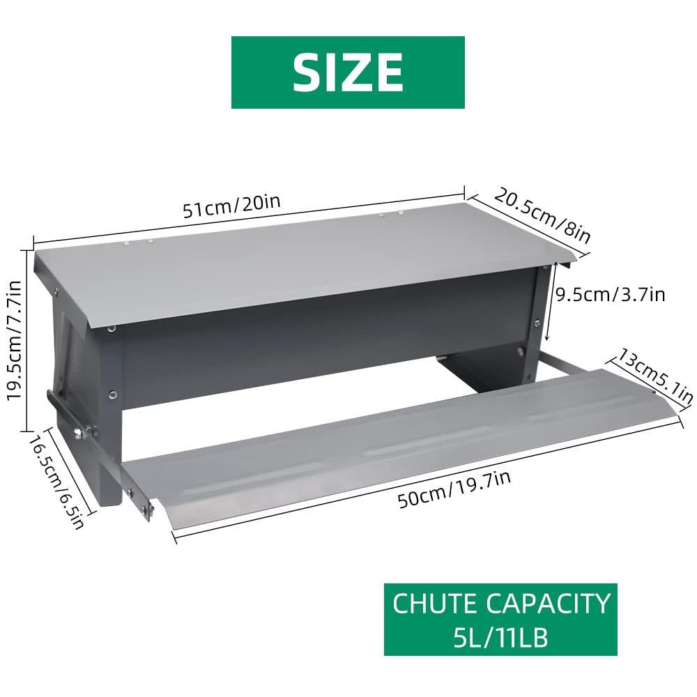 Abustle pig 5L Automatic Chicken Feeder Poultry Treadle Galvanized Steel Trough for Roosters Pheasant Chicken Outdoor Coop, Rat Proof with Weatherproof Lid