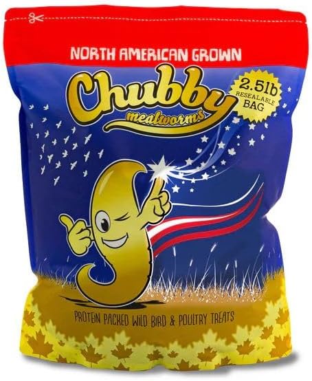 2.5Lbs Chubby NA Grown Dried Mealworms - Chicken/Duck Treats - Non-GMO - Made in North America