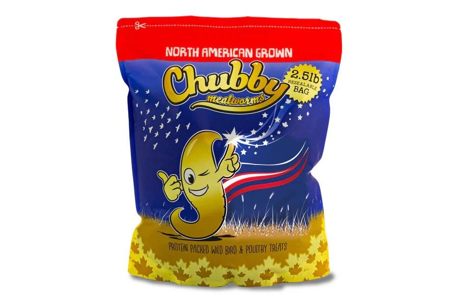 2.5Lbs Chubby NA Grown Dried Mealworms - Chicken/Duck Treats - Non-GMO - Made in North America