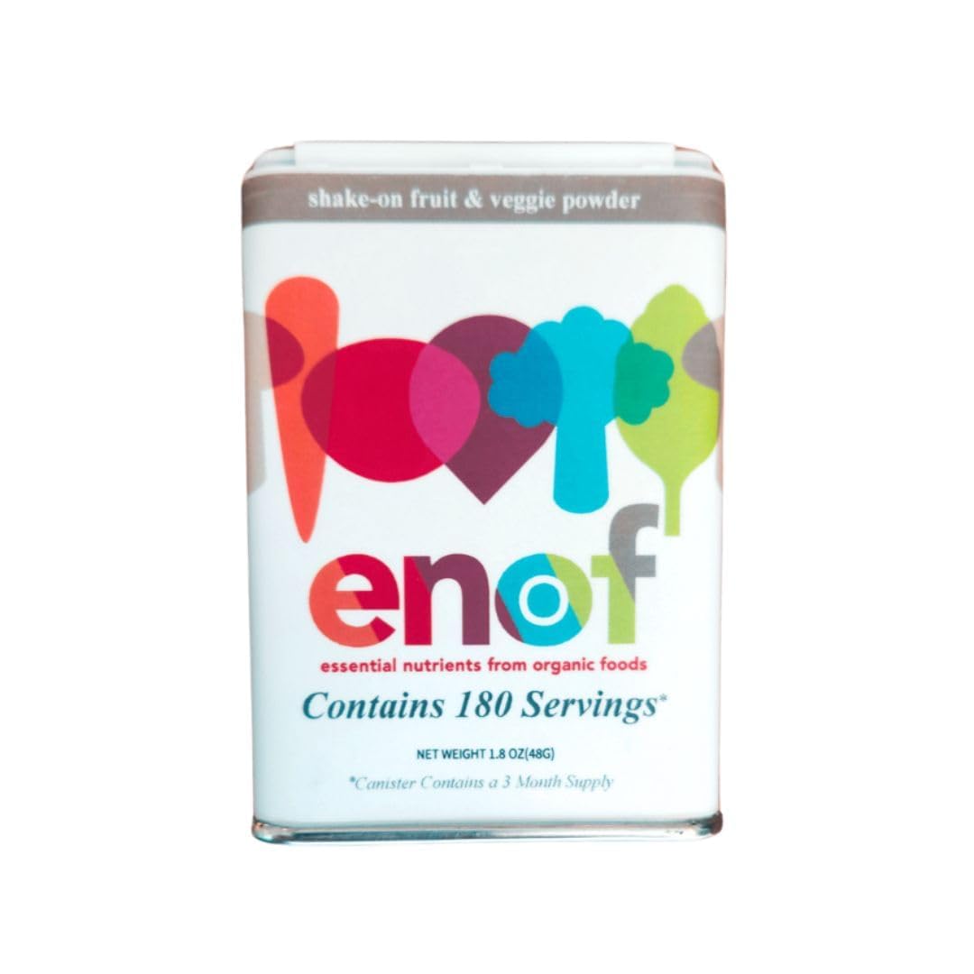 ENOF Organic Fruit and Vegetable Powder Supplement Kids & Adults | 10 Clean Ingredients - Strawberry, Spinach | Gluten & GMO Free Vegetable Powder for Kids | 180 Servings, 3 Mo. Supply, Made in USA