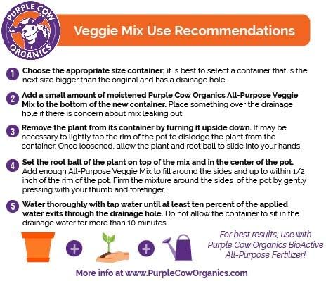 Purple Cow Organics All Purpose Veggie Mix, 1 Cubic Foot Bag, Organic Chemical-Free & Ready to Use Plant Based Compost Blend for Vegetable Gardens, Containers & Planter Pots, Raised Bed Boxes