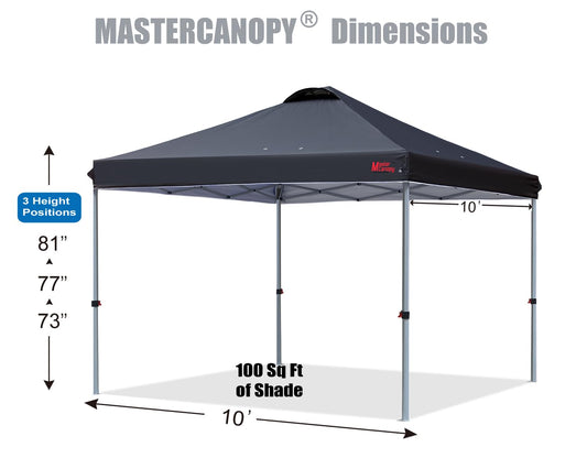 MASTERCANOPY Durable Pop-up Canopy Tent with Roller Bag (10x10, Black)