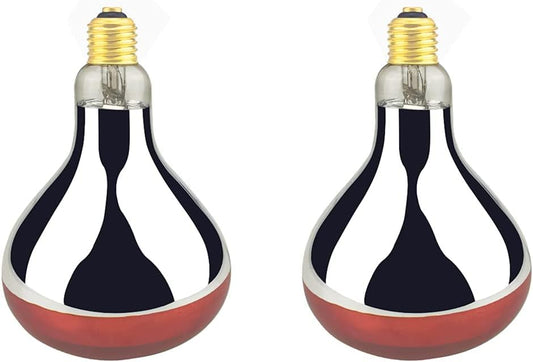 BONGBADA Heat Lamp Bulb R115 250 Watt 2 Pack Infrared Glass Lamp Bulb for Food Service, Brooder Bulb, Chicks, Pet, Bathroom, Light Therapy, Reptiles and Amphibian Use E26 Base