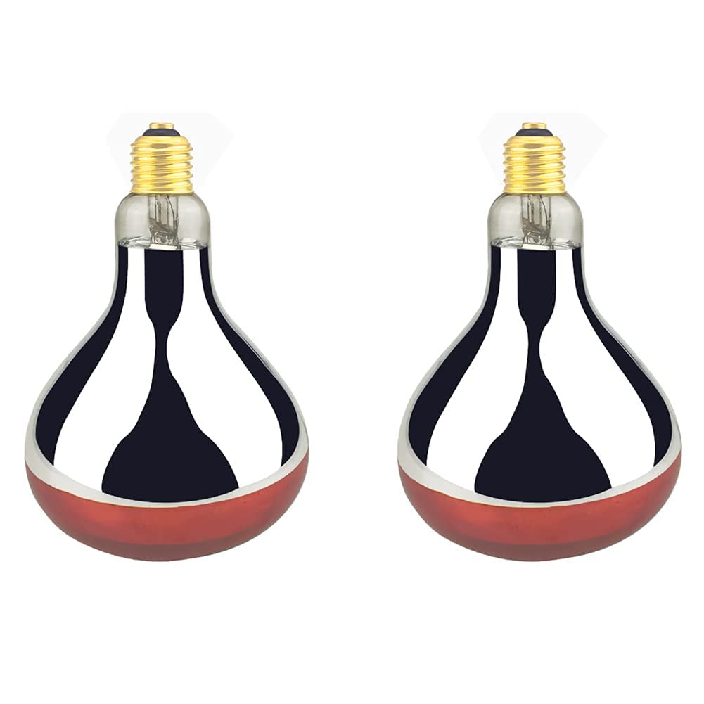 BONGBADA Heat Lamp Bulb R40 250 Watt 2 Pack Painted Red Infrared Glass Lamp Bulb for Food Service, Brooder Bulb, Chicks, Pet, Bathroom.
