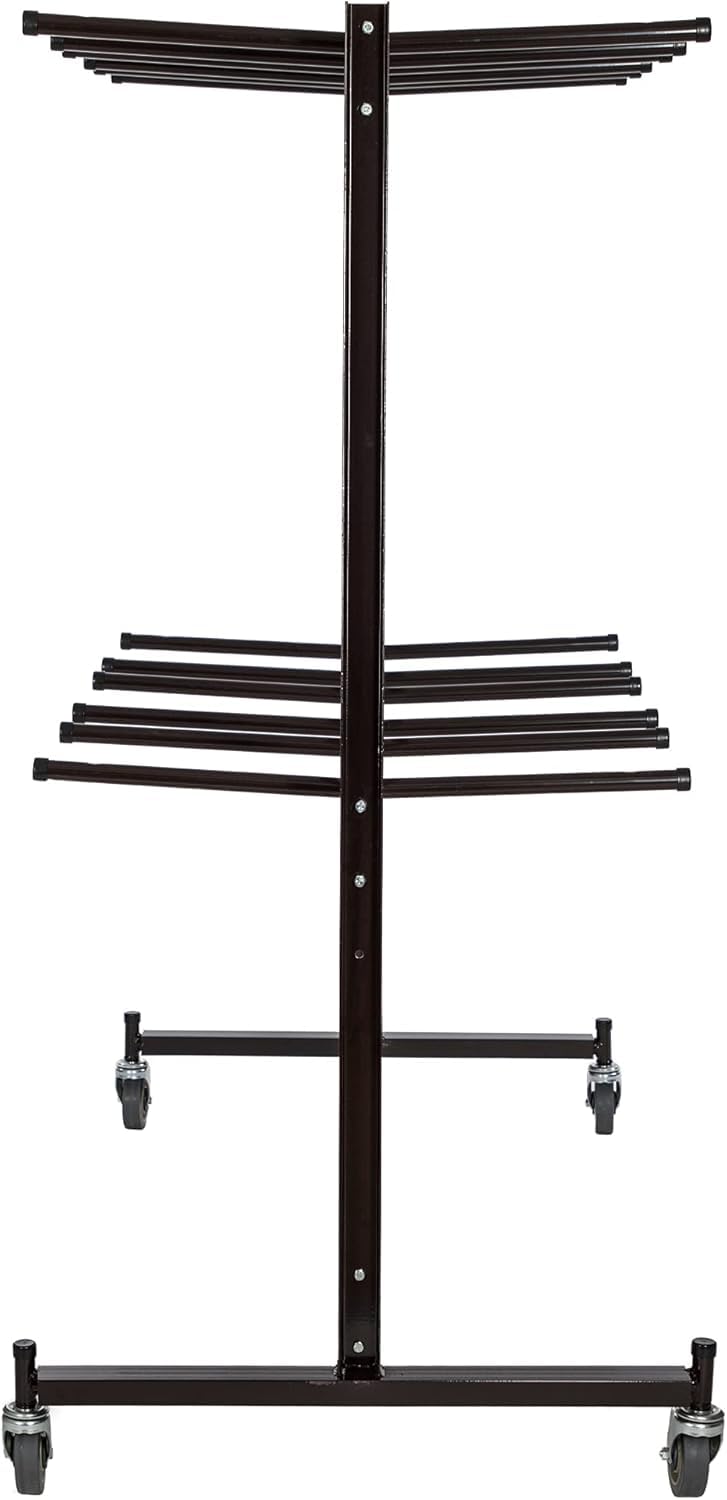OEF Furnishings OEF84 Series Folding Chair Cart – Heavy-Duty Two-Tier Steel Dolly Rack with Wheels (84 Chairs, Standard Height, Hanging Storage)