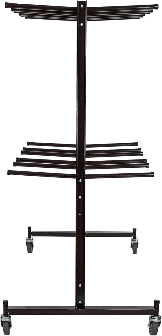 OEF Furnishings OEF84 Series Folding Chair Cart – Heavy-Duty Two-Tier Steel Dolly Rack with Wheels (84 Chairs, Standard Height, Hanging Storage)